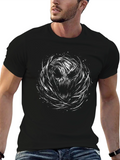 Mens Black T-Shirt with Abstract Skull Design