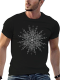 Black T-Shirt with White Mandala Design