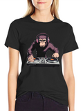 DJ Monkey T-Shirt - Black Graphic Tee