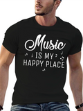 Music Is My Happy Place Black T-Shirt