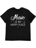 Music Is My Happy Place Black T-Shirt