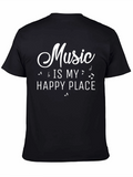 Music Is My Happy Place Black T-Shirt