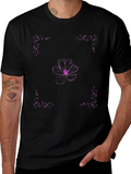 Floral Design Black T-Shirt
