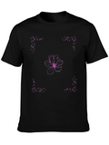 Floral Design Black T-Shirt