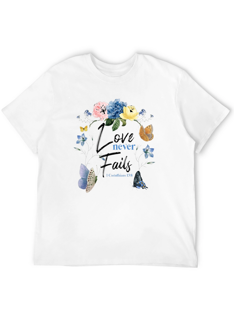 Love Never Fails Floral Butterfly T-Shirt