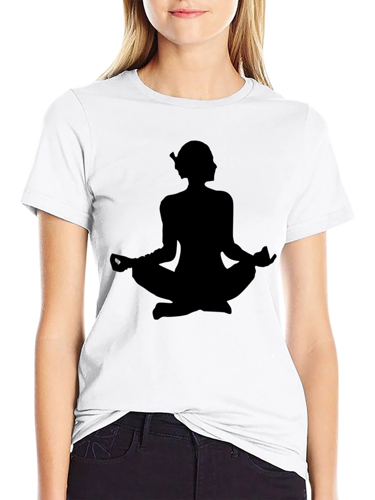 Meditating Silhouette Tee - Black Cotton Comfort