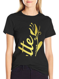 Floral He Graphic Black T-Shirt