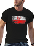 Distressed Poland Flag Graphic T-Shirt - Black