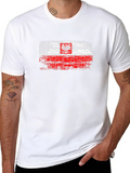 Distressed Poland Flag Graphic T-Shirt - Black