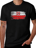 Distressed Poland Flag Graphic T-Shirt - Black