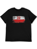 Distressed Poland Flag Graphic T-Shirt - Black