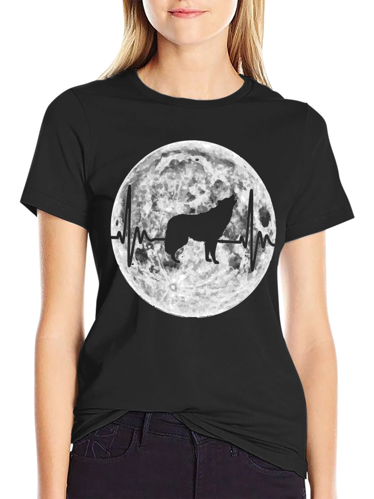 Wolf Moon Heartbeat Graphic T-Shirt