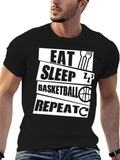 Eat Sleep Basketball Repeat T-Shirt Black Graphic Tee