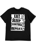 Eat Sleep Basketball Repeat T-Shirt Black Graphic Tee