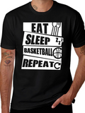 Eat Sleep Basketball Repeat T-Shirt Black Graphic Tee