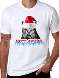 Meowy Christmas Cat Santa Hat T-Shirt