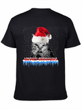 Meowy Christmas Cat Santa Hat T-Shirt