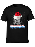 Meowy Christmas Cat Santa Hat T-Shirt