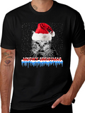 Meowy Christmas Cat Santa Hat T-Shirt