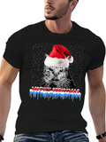 Meowy Christmas Cat Santa Hat T-Shirt