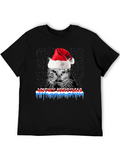 Meowy Christmas Cat Santa Hat T-Shirt