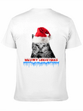 Meowy Christmas Cat Santa Hat T-Shirt