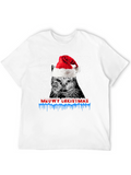 Meowy Christmas Cat Santa Hat T-Shirt