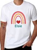 Rainbow Elsie Heart Graphic Tee - Black