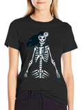 Skeleton Girl Graphic Tee - Black Unisex T-Shirt