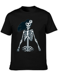 Skeleton Girl Graphic Tee - Black Unisex T-Shirt