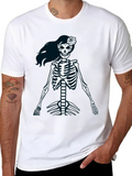 Skeleton Girl Graphic Tee - Black Unisex T-Shirt