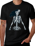Skeleton Girl Graphic Tee - Black Unisex T-Shirt