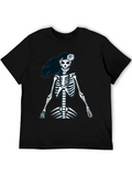 Skeleton Girl Graphic Tee - Black Unisex T-Shirt