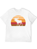 Retro Moose Sunset Graphic Tee - Black