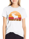 Retro Moose Sunset Graphic Tee - Black