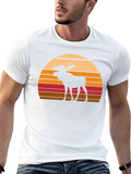 Retro Moose Sunset Graphic Tee - Black