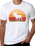 Retro Moose Sunset Graphic Tee - Black