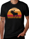 Retro Moose Sunset Graphic Tee - Black