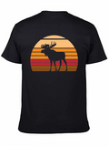 Retro Moose Sunset Graphic Tee - Black