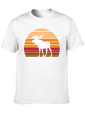 Retro Moose Sunset Graphic Tee - Black