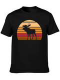 Retro Moose Sunset Graphic Tee - Black