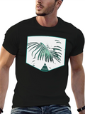 Palm Leaf Graphic Print Black T-Shirt