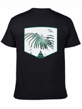 Palm Leaf Graphic Print Black T-Shirt
