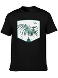 Palm Leaf Graphic Print Black T-Shirt