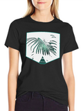 Palm Leaf Graphic Print Black T-Shirt