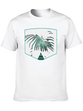 Palm Leaf Graphic Print Black T-Shirt
