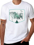 Palm Leaf Graphic Print Black T-Shirt
