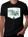 Palm Leaf Graphic Print Black T-Shirt
