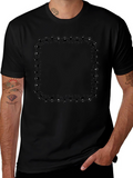 Novelty Stick Figure Border Black T-Shirt