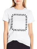 Novelty Stick Figure Border Black T-Shirt